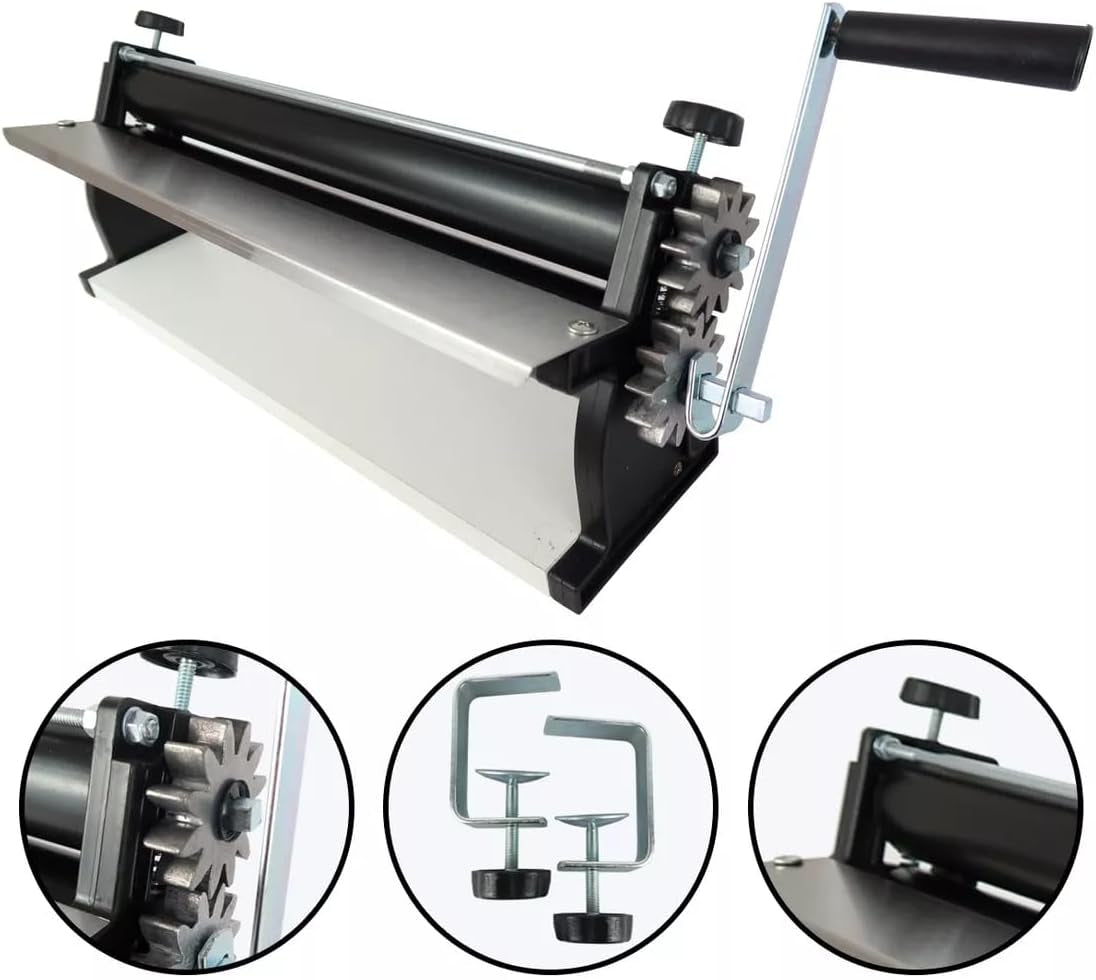 DKN Pizza Dough Roll Machine with Hand Crank, 48.8 cm, Noodle Machine, Teigfolie with Anti-Haft Rolls and Dicken Control – Construction aus massive Stahl und Aluminium