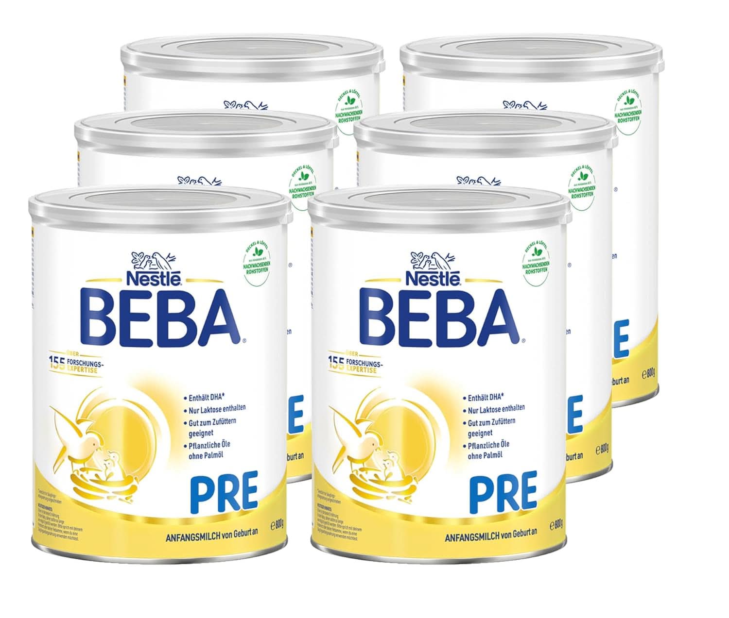 BEBA PRE Initial milk from birth, baby food with DHA, lactose only, without palm oil, pack 3 (3 x 800 g) Naty Shop PRE 6 x 800 grams