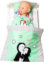 Heless 2181 - Romper for Puppen im Pinguin Pünktchen Design, aus Softvelours mit high-quality Bestickung, Größe 35 - 45 cm