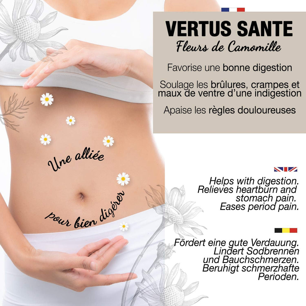 ORIGEENS Ceai organic din flori de mușețel din Europa, 100 g | Frunze de ceai vrac, ceai organic pentru somn și digestie | Mușețel german | Certificat și ambalat în Germania