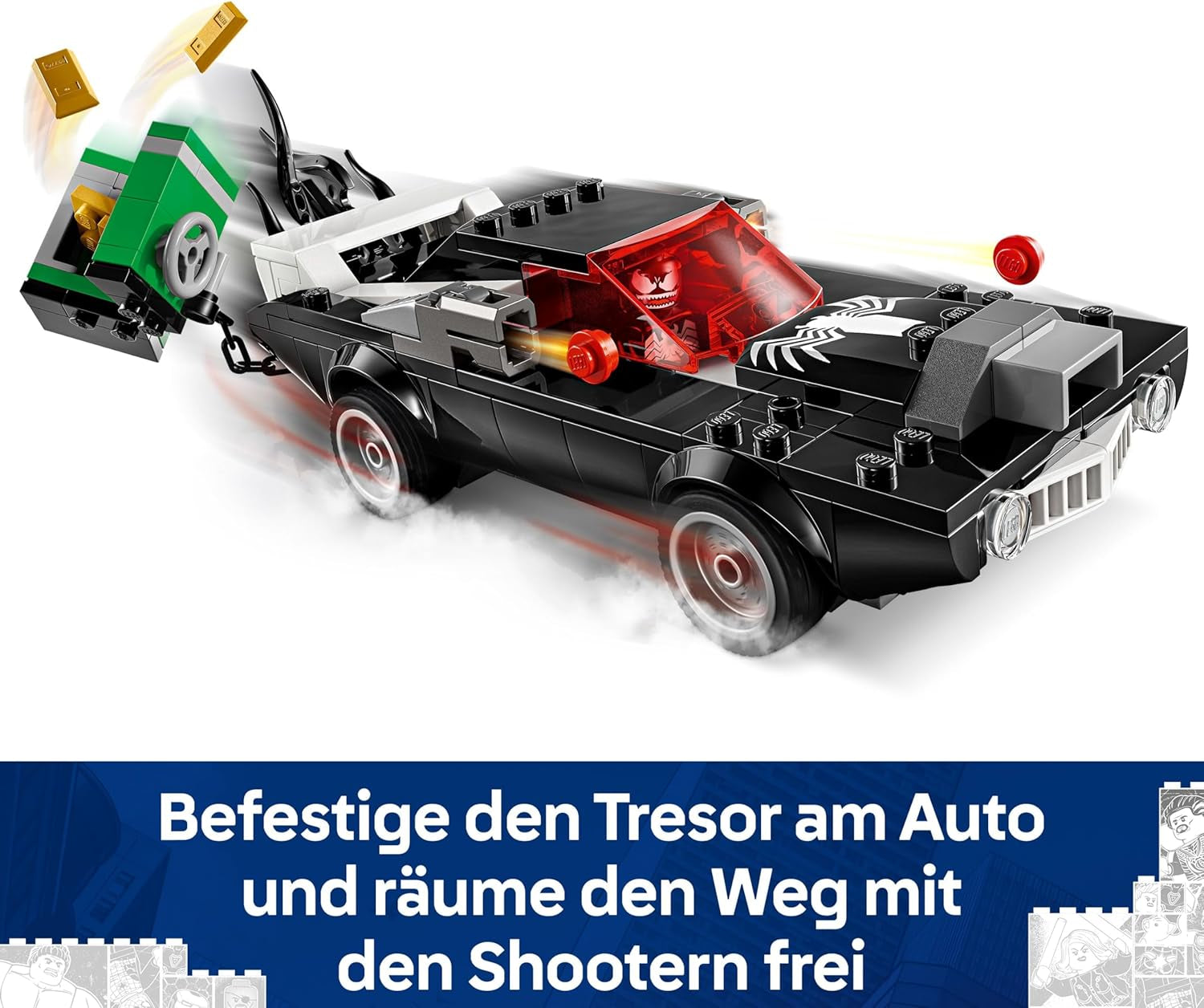 LEGO | Marvel Spider-Man Mech Vs. Venom Muscle Car - Auto Spielzeug mit 3 Superhelden Minifiguren - Modellauto mit Shootern - Geschenk für Jungen und Mädchen ab 7 Jahren 76309