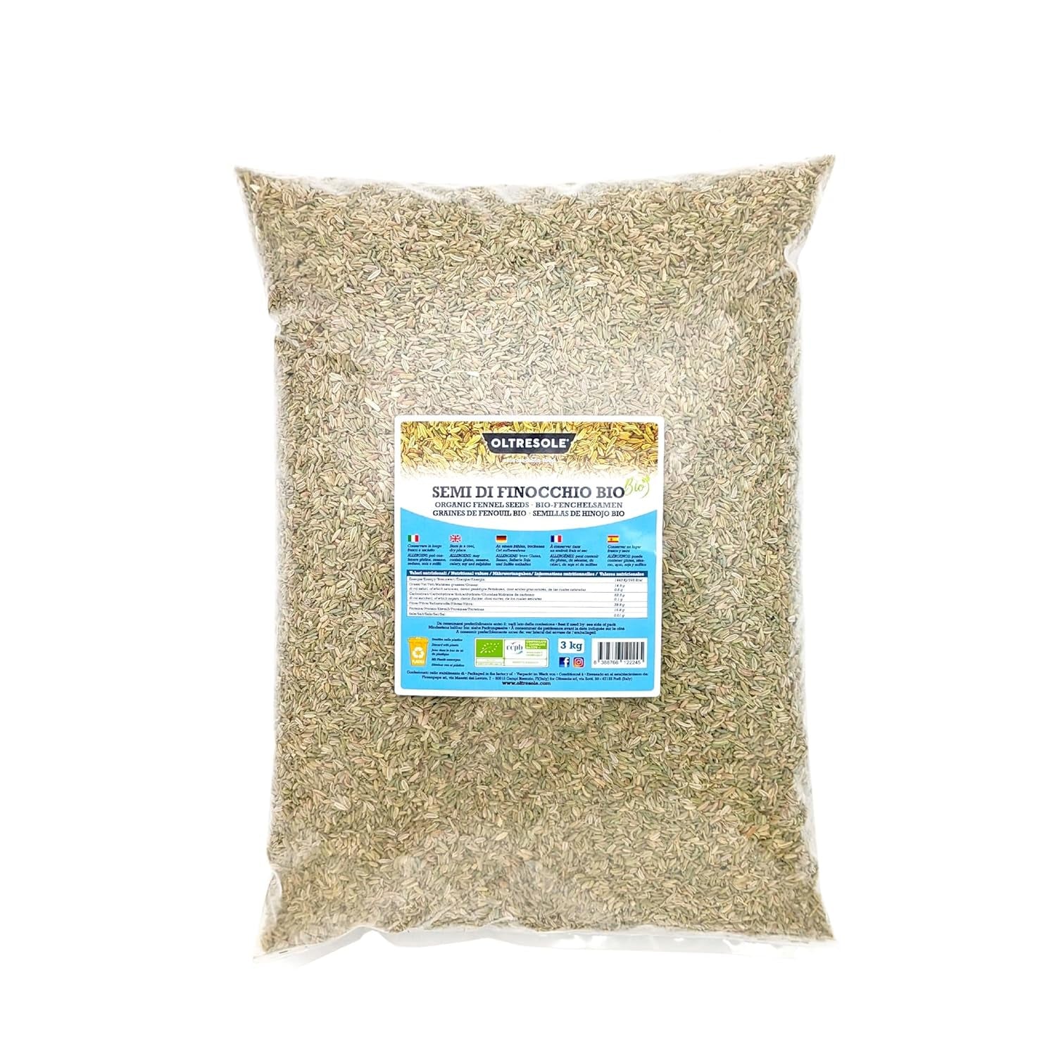 Organic Fennel Seeds 3kg Organic Whole Seeds Ideal for Herbal Digestive Teas and Recipes Perfect for Baking Convenient Size