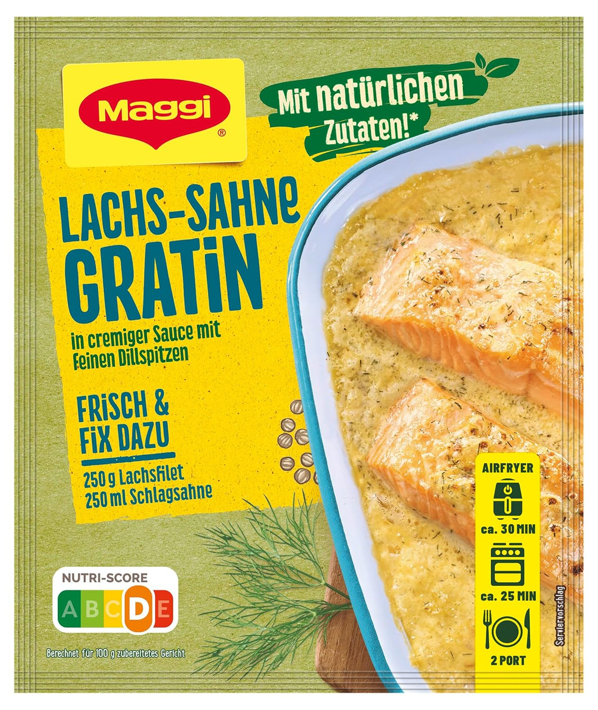 MAGGI Fix für Lachs-Sahne Gratin, Würzmischung, mit natürliche Ingredient*, für 2 Portionen, 1er Pack (1 x 26g)