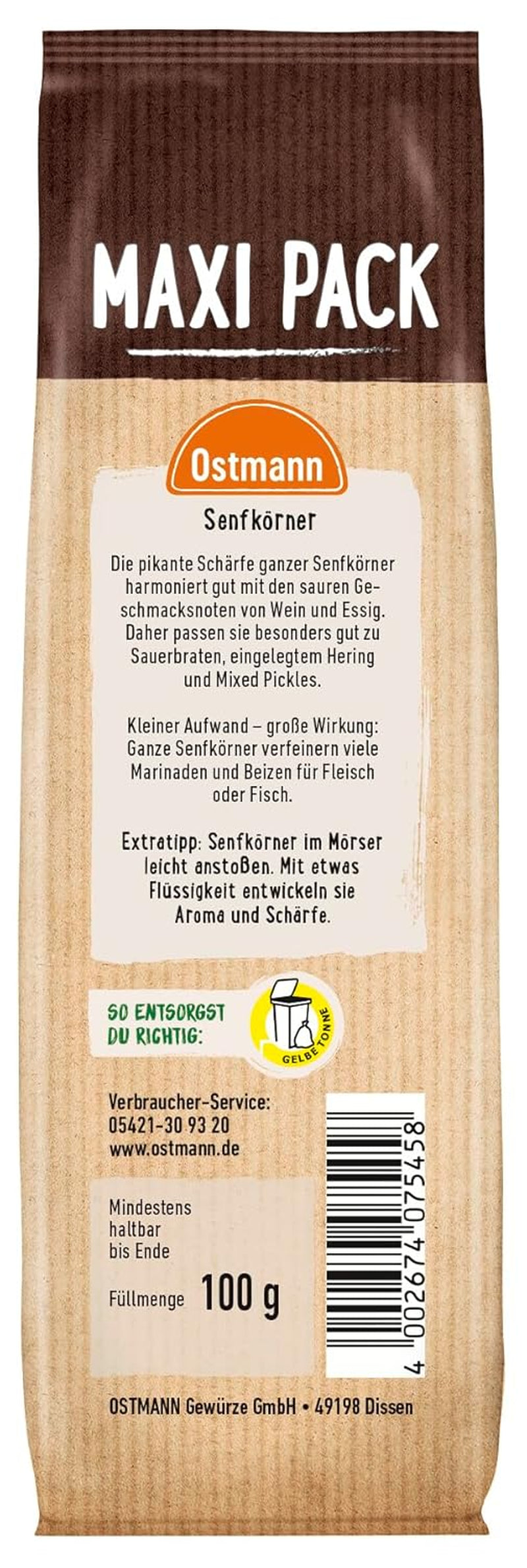 Ostmann Gewürze - Senfkörner ganz | Ideal for packing fruits and vegetables 100 g in Vorteilsbeutel