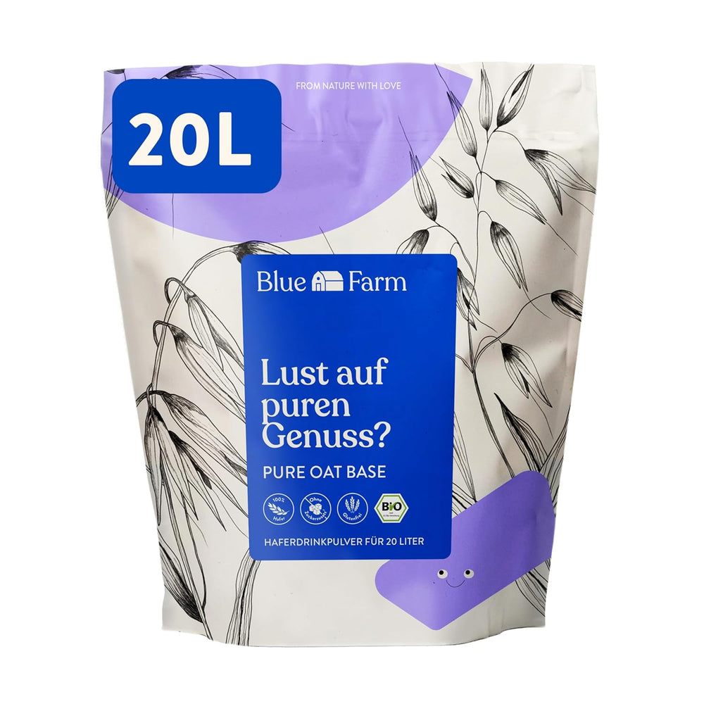 Blue Farm Pure Oat Base für bis zu 8 Liter Haferdrink zum Selbermischen – 100% beste Bio-Qualität – 100% vegan, lactose-free & gluten-free – 90% weniger Verpackungmüll