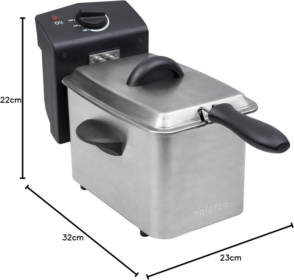 Tristar stainless steel fryer - With 2 liter capacity, cold zone function and adjustable thermostat up to 190°C, FR-6919, silver Appliances Naty Shop
