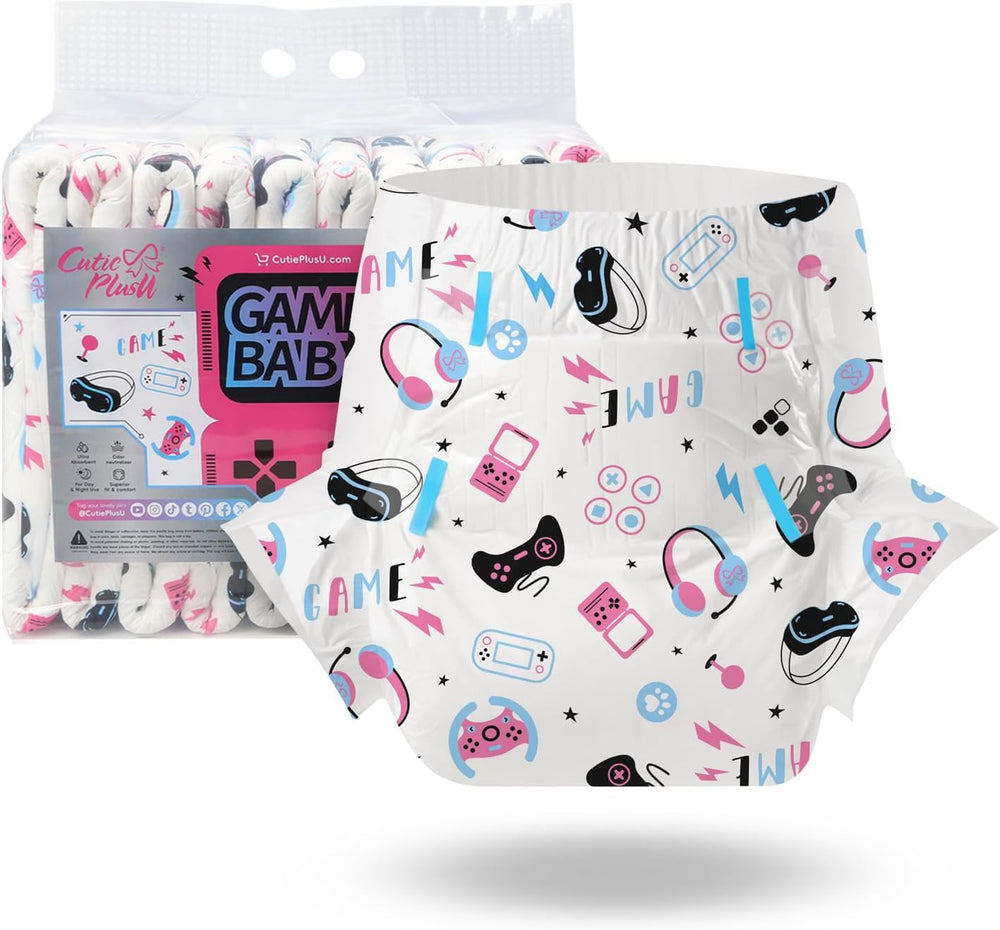 CutiePlusU Adult Diapers, 10 Pack, Disposable Sheet Diapers for Women and Men, Maximum Absorbency Overnight - I Love Summer (Medium Size 71-96cm)