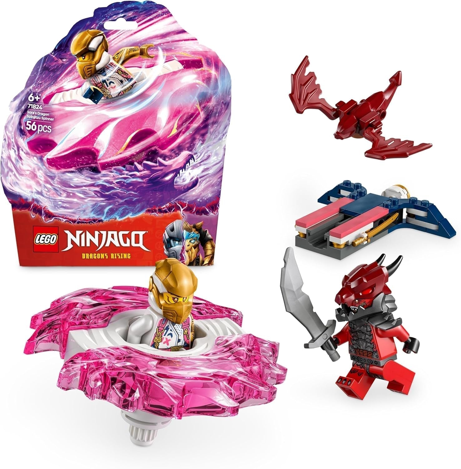 LEGO NINJAGO Sora's Dragon Spinjitzu Spinner - Action Ninja Toy with 2 Minifigures - Small Playset for Kids - Gift Idea for Boys and Girls 6 Years and Up 71824 Building Sets Besuche den LEGO-Store Default Title