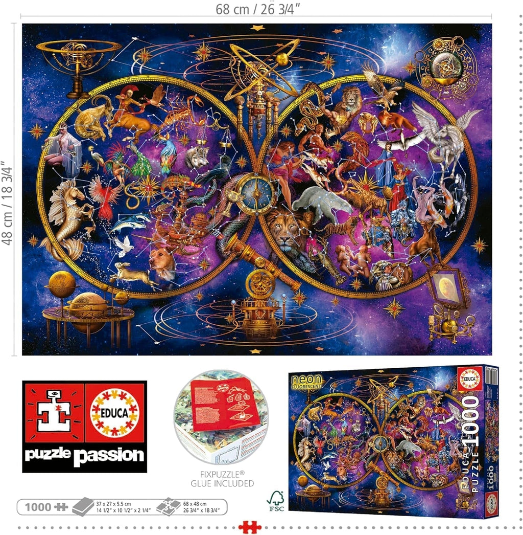 Educa - Puzzle 1000 piese pentru adulti | Imagini cu stele, puzzle 1000 piese pentru adulti si copii de la 14 ani, fluorescent, luminos in intuneric (19561) Puzzle Naty Shop