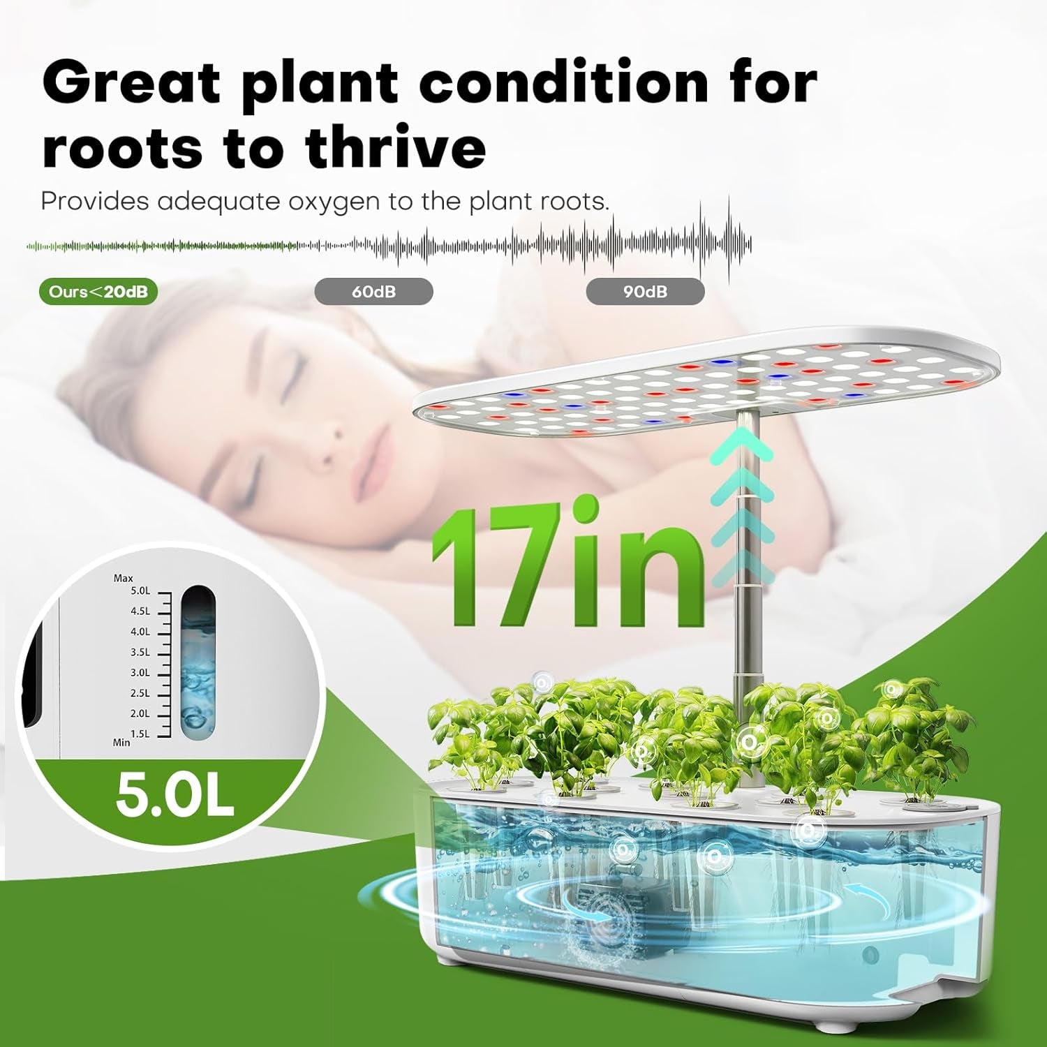 Kit sistem de creștere hidroponică pentru grădină de plante aromatice interioare cu lumină de creștere