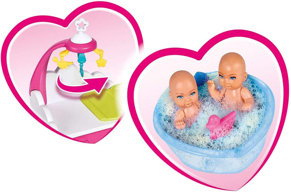 Simba 105733333 - Steffi Love Welcome Twins, Pregnant doll, With twins, With changing table and bathtub, Accessory, Dress up doll, 29Cm, For children from 3 years and up Dolls Naty Shop