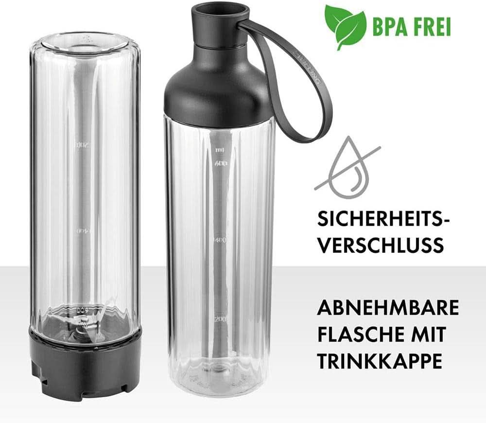 ZWILLING Stand mixer, Smoothie Maker, Inkl. Trinkflasche Mit Verschluss, 600 Ml, 300 Watt, Edelstahl/Kunststoff, Schwarz Kitchen Naty Shop