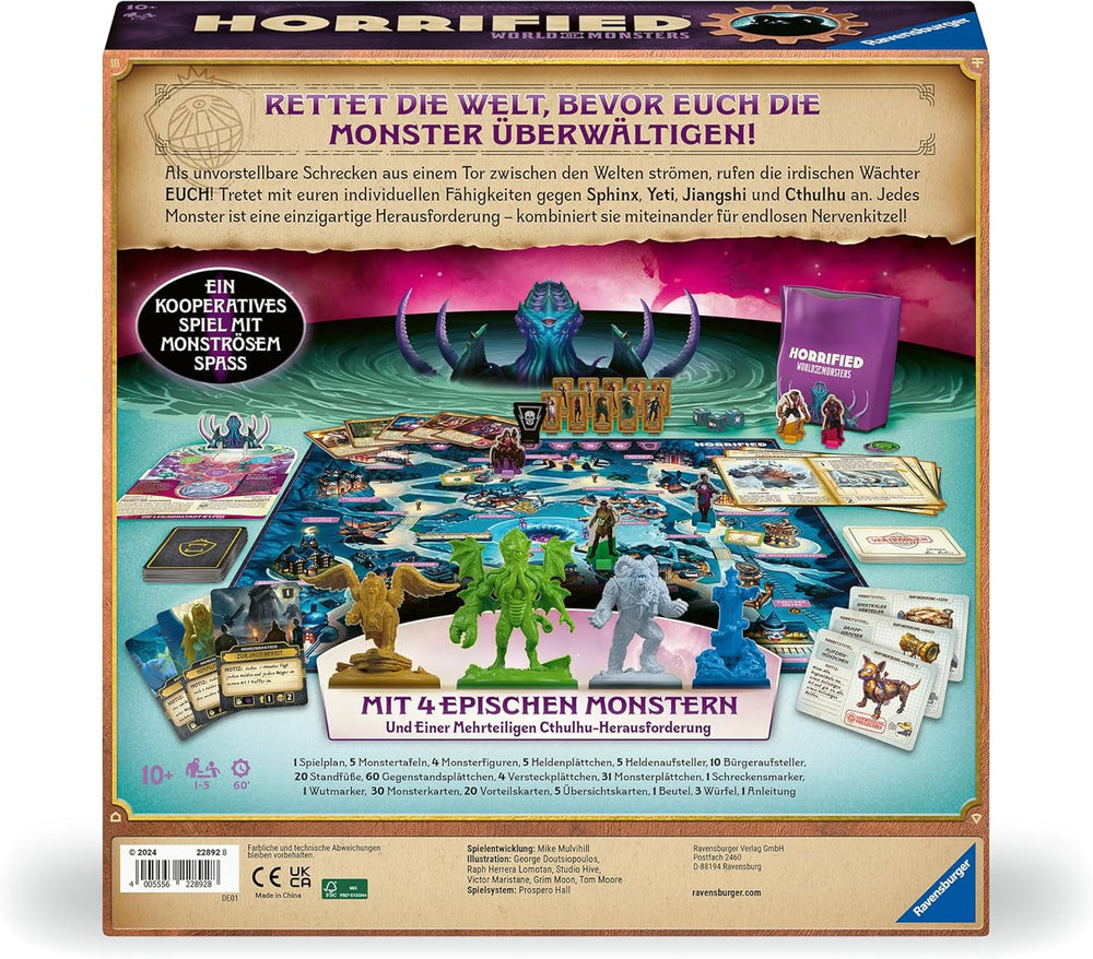 Ravensburger 22892 - Horrified: Lumea Monștrilor - Joc de societate cooperativ și captivant pentru vârste de 10 ani și peste, pentru seri de jocuri cu prietenii sau familia, pentru 1-5 fani Horrified