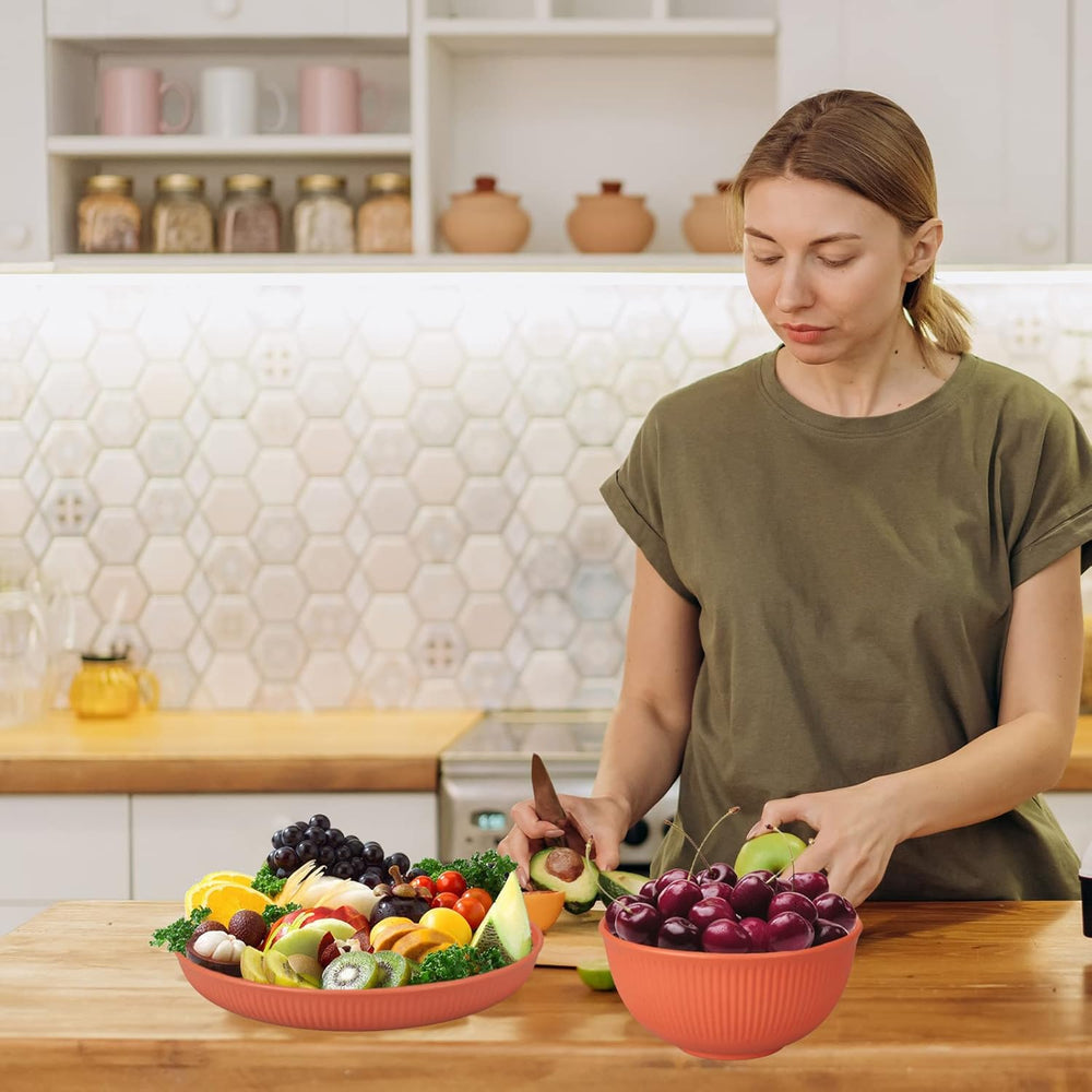 Set de tacâmuri indestructibil pentru 6 persoane, set de tacâmuri pentru camping cu 66 de piese, seturi de tacâmuri din plastic pentru picnic, ușoare, colorate, grătar, farfurii de servire din plastic, boluri, set de tacâmuri