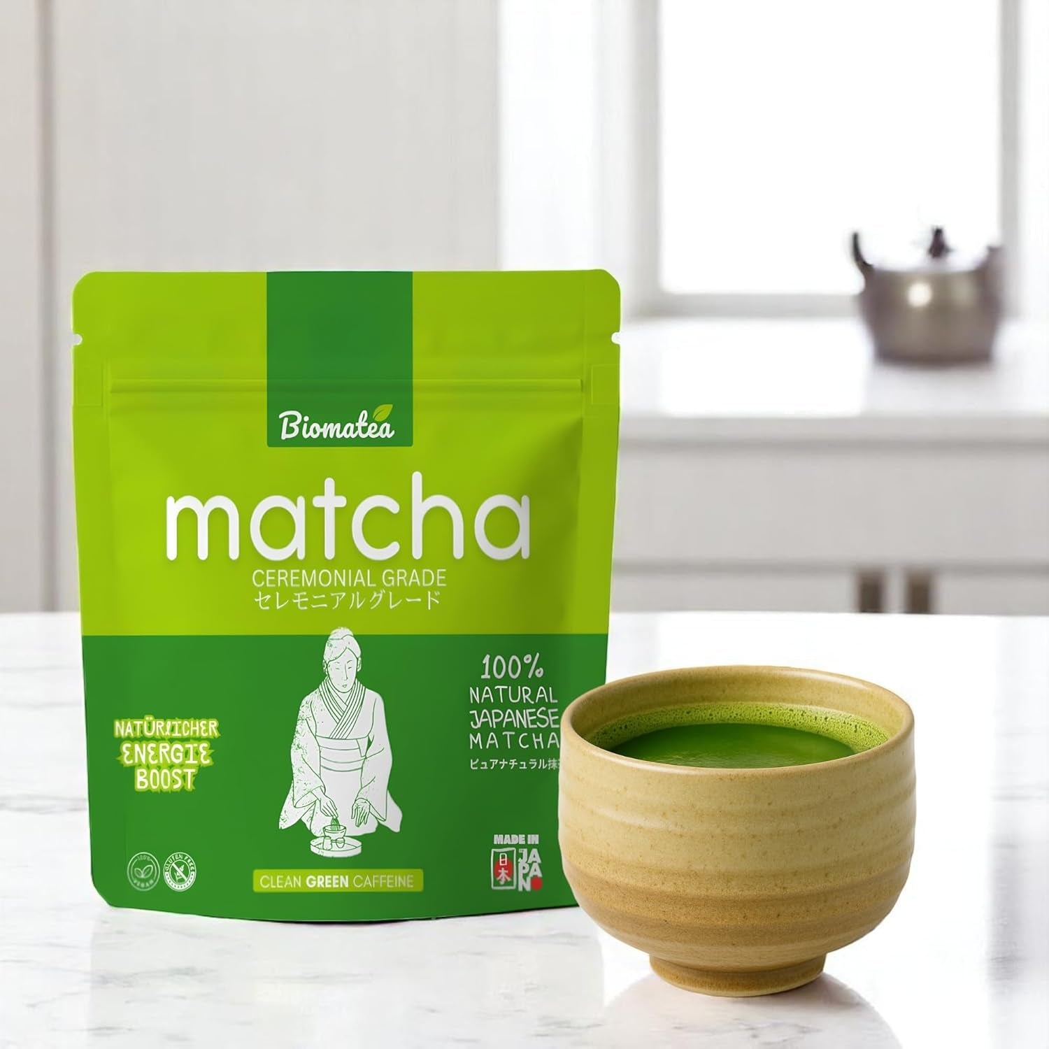 50 G Matcha de calitate ceremonială din Japonia - 100% natural, fără pesticide și testat - măcinat cu piatră - pudră de ceai japonez premium Moegi Matcha
