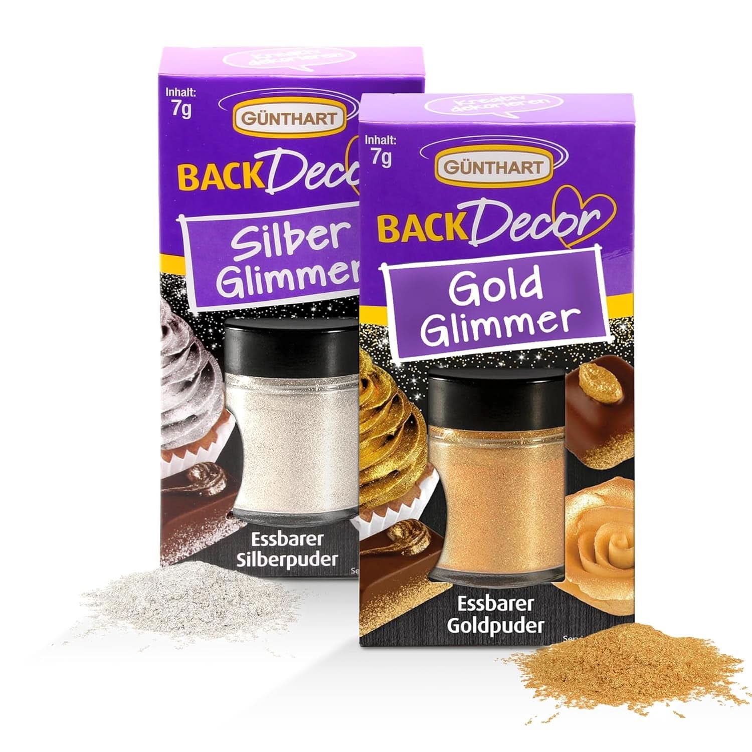 Günthart glitter, powder, gold and silver, set 2 x 7 grams Naty Shop Default Title
