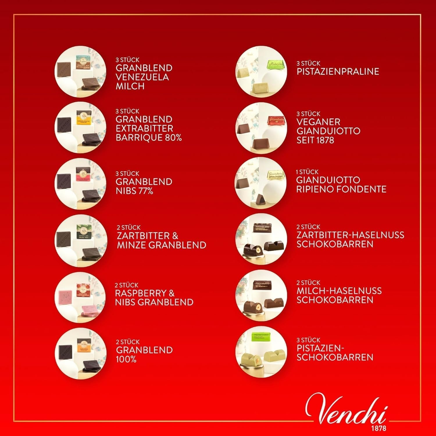 Venchi, colecția de Crăciun - Cutie cadou cu ciocolată asortată, 704 grame Bomboane de Ciocolata Naty Shop