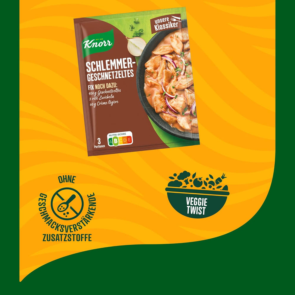 Knorr Fix Würzmischung Schlemmer-Geschnetzeltes für ein leckeres Fleischgericht ohne geschmacksverstärkende Zusatzstoffe 43 g 1 Stück