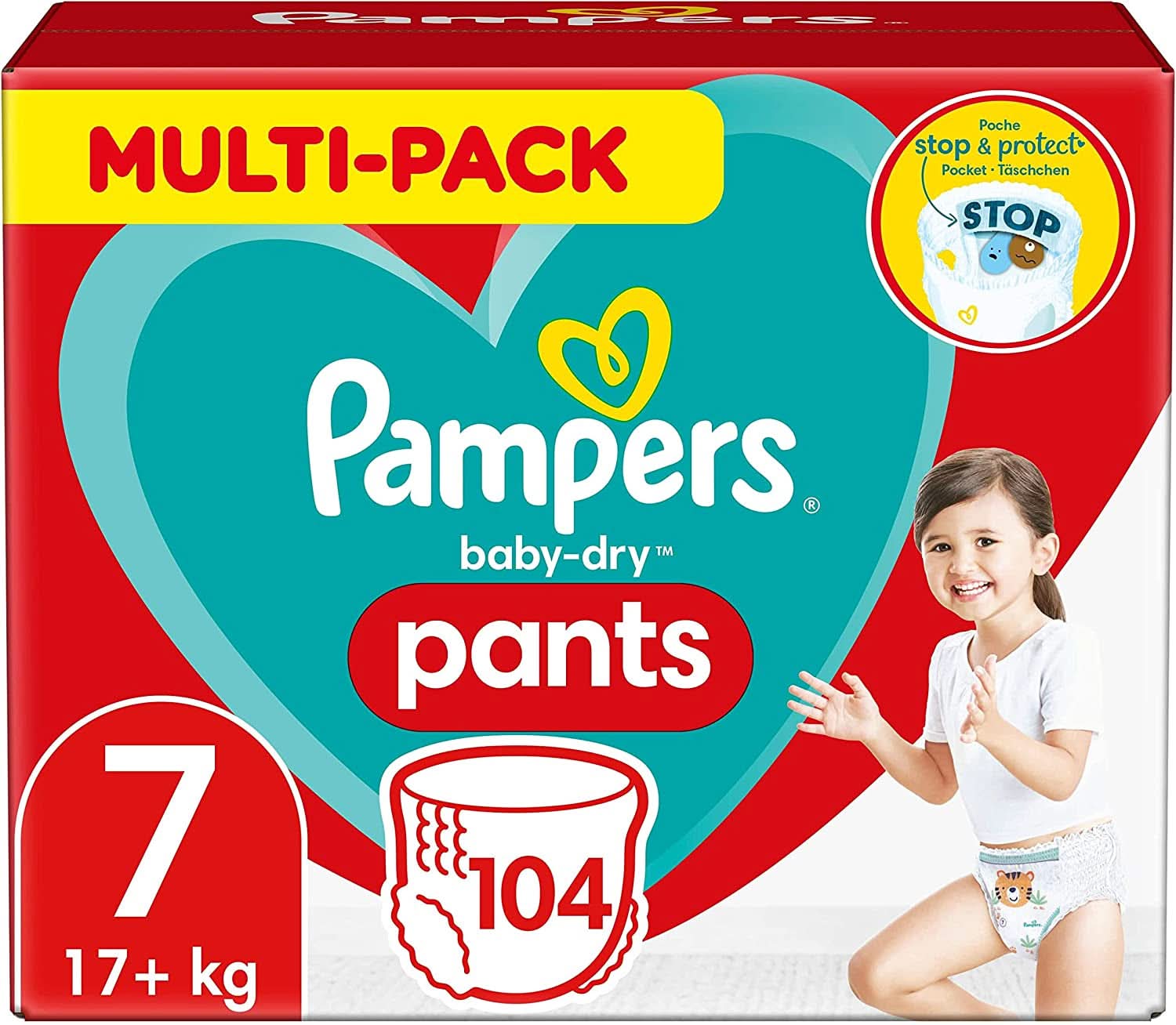 Pampers Windeln Pants Größe 5 Baby-Dry, 160 Windeln, 12Kg-17Kg, 360° Fit Hilft, Auslaufen Zu Verhindern Mother and Child Naty Shop 7 (104 pcs) Classic