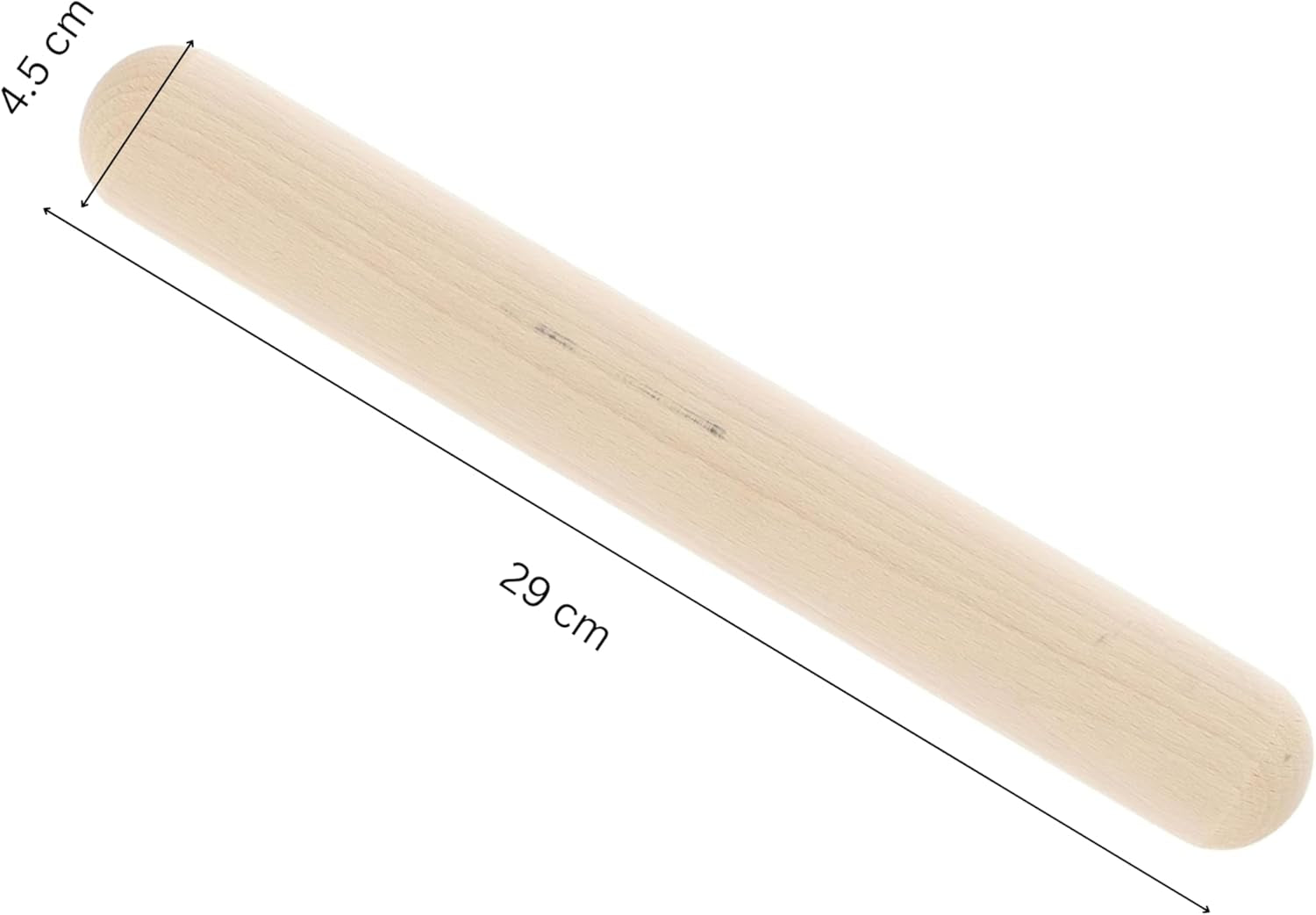 Chef Aid Nudelholz aus Holz – 28.5 cm – Klassischer Teigroller aus Massivholz – Für Gebäck, Brot und Fondant – BPA-frei, Langlebig und Leicht zu Reinigen