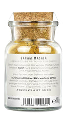 Ankerkraut Garam Masala, Gewürz für indisches Gericht, Leckeres Curry mit Fleisch würzen, Taste of India, 65 g in cork glass