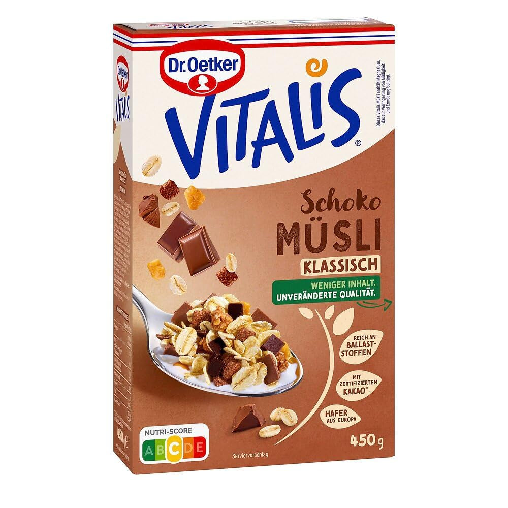 Dr. Oetker Vitalis Chocolate Muesli Classic: Breakfast muesli with milk and dark chocolate, pack of 7 (7 x 600g)