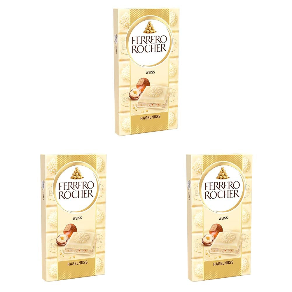 Ferrero Rocher Bar - White Chocolate with Hazelnut - Valentine's Day Gift for Him and Her - 1 Chocolate Bar x 90g