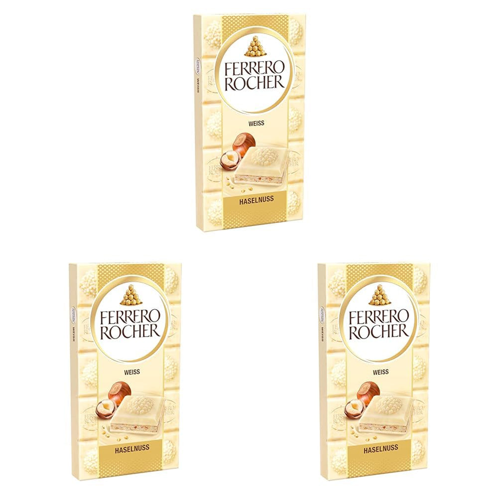 Ferrero Rocher Bar - White Chocolate with Hazelnut - Valentine's Day Gift for Him and Her - 1 Chocolate Bar x 90g