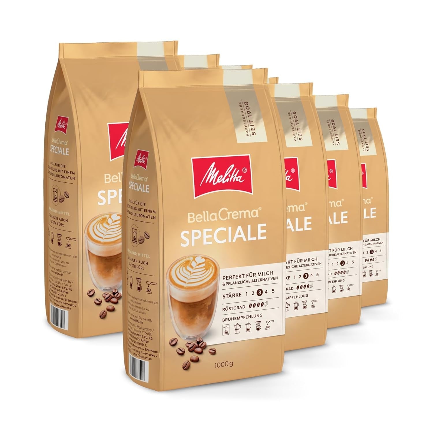 Melitta Bellacrema, boabe de cafea întregi Cafea Naty Shop 8 x 1 Kg Speciale