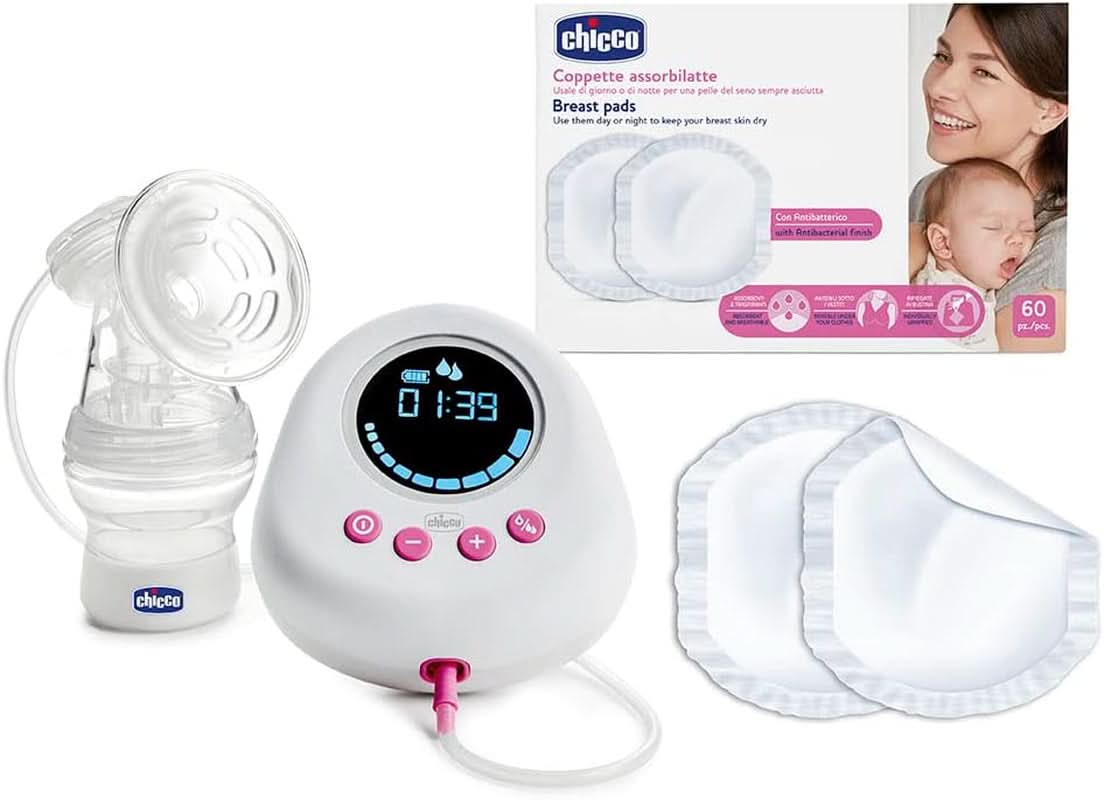 Chicco, portable electric breast pump, 5 intensity levels, 150 ml Accessories Food and Breastfeeding Bebe Naty Shop Milchpumpe + Sauger