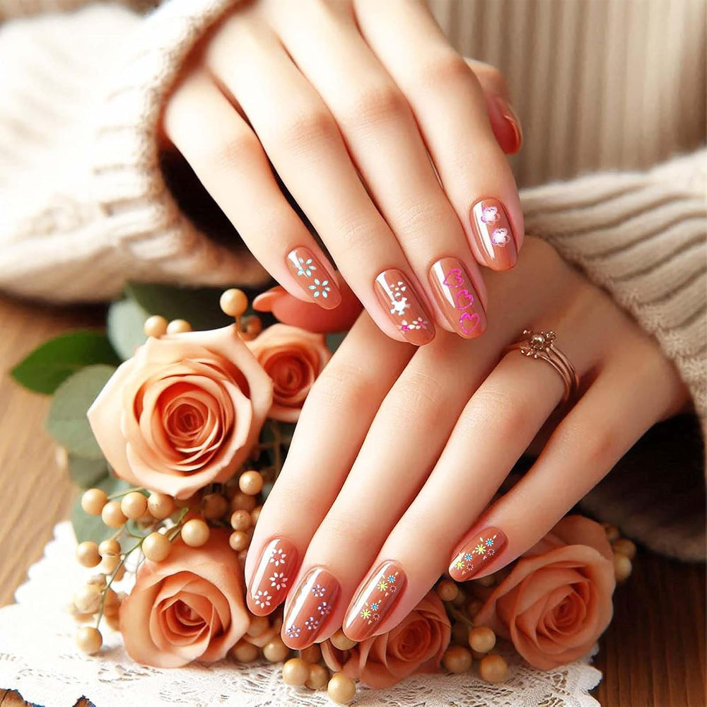 3D Nagelsticker 30 Blatt Nagelsticker Selbstklebend Blumen Blumenherzform Nageldesign Nail Sticker Nageldesign Zubehör Nagelaufkleber Für DIY Dekorationen, Maniküre, Handyhüllen