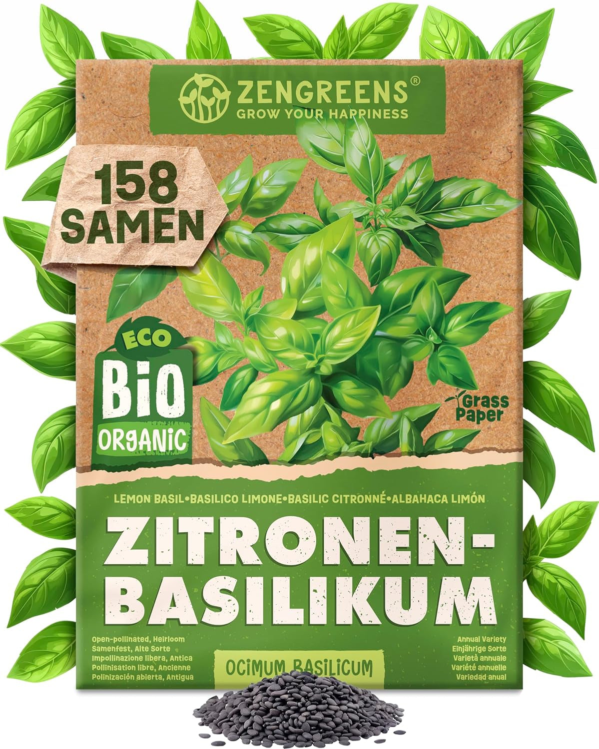 Organic Basil Seeds in a Set of 6 - 6 Basil Seeds for Easy Growing in the Garden, Balcony or Raised Bed - Plant Seeds - Seedlings