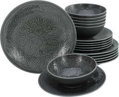 CreaTable, 21627, seria Orient Mandala, set de veselă cu 18 piese, set de farfurii din porțelan, potrivit pentru mașina de spălat vase și cuptorul cu microunde, fabricat în Europa