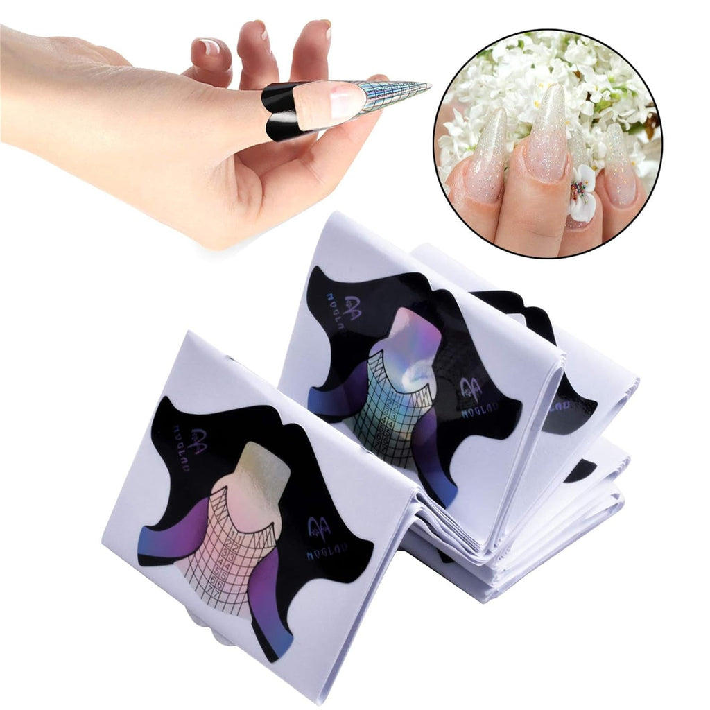 100 de bucăți de șabloane pentru unghii cu gel, accesorii pentru unghii artificiale, Sablone nail autoadezive pentru nail art, unghii cu gel, extensii de unghii artificiale