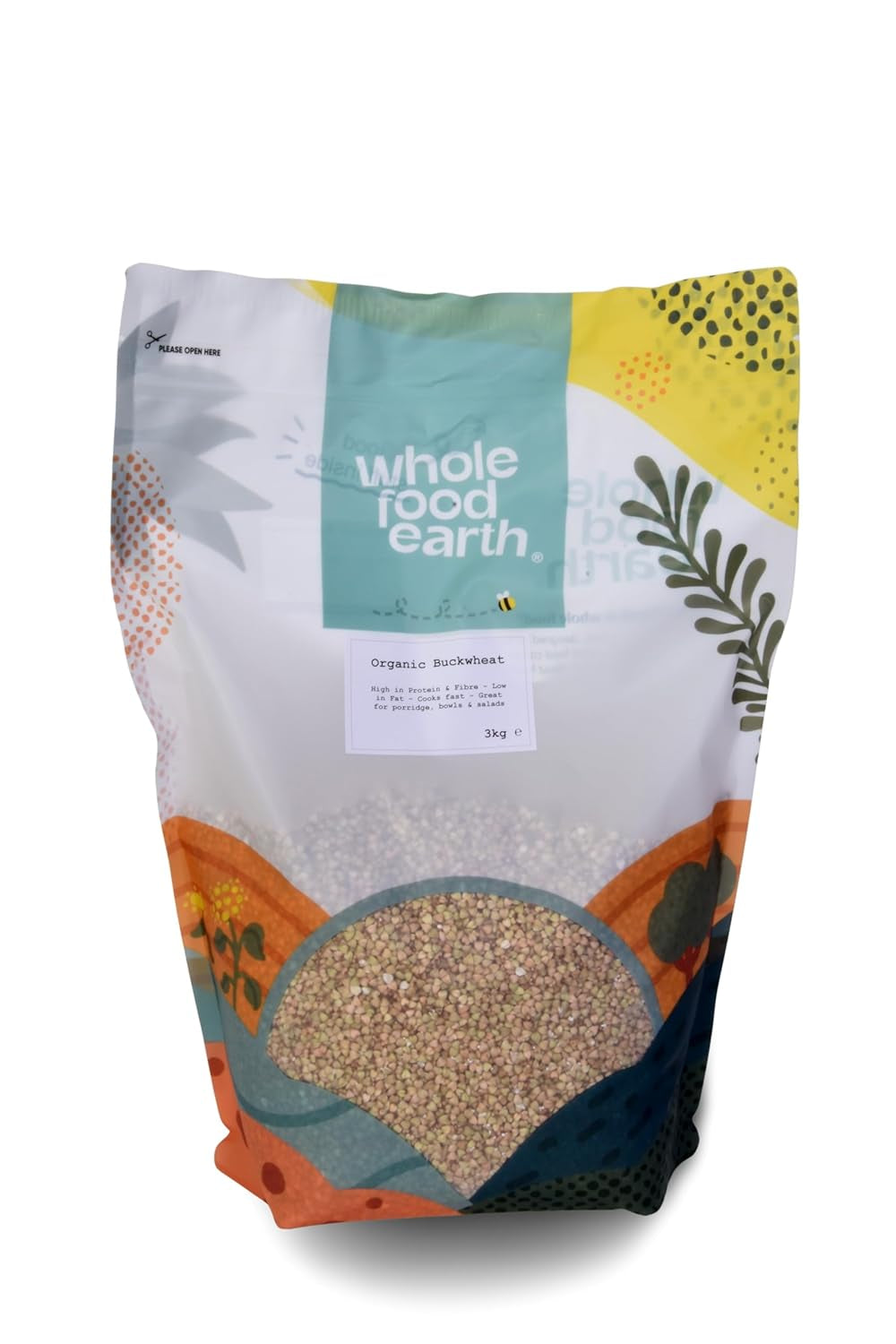 Wholefood Earth Organic Buckwheat - 3kg - Non-GMO - Vegan - High in Fiber - Certified Organic