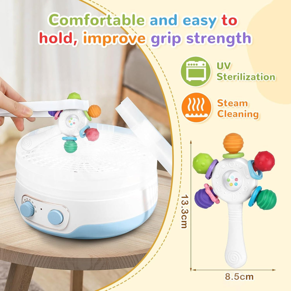 Inele de dentiție pentru bebeluși, de calitate alimentară - fără BPA, design rezistent la sufocare, prindere întărită, potrivite pentru dezvoltarea auzului și a dinților, ideale pentru bebelușii cu vârsta cuprinsă între 0 și 36 de luni (Alb)