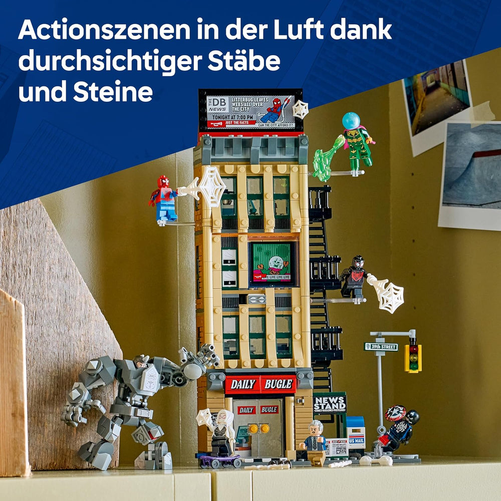 LEGO | Marvel Spider-Man Vs. Mysterio: Daily Bugle - Superhelden Spielzeug mit Mech Actionfigur und 7 Minifiguren - Kinder Geschenk für Jungen ab 10 Jahren, Mädchen und Fans - 76342