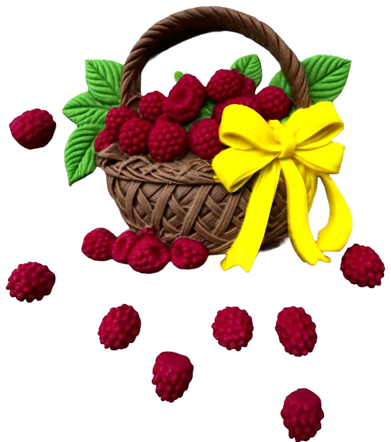 Set of 9 edible decorations, Basket with raspberries