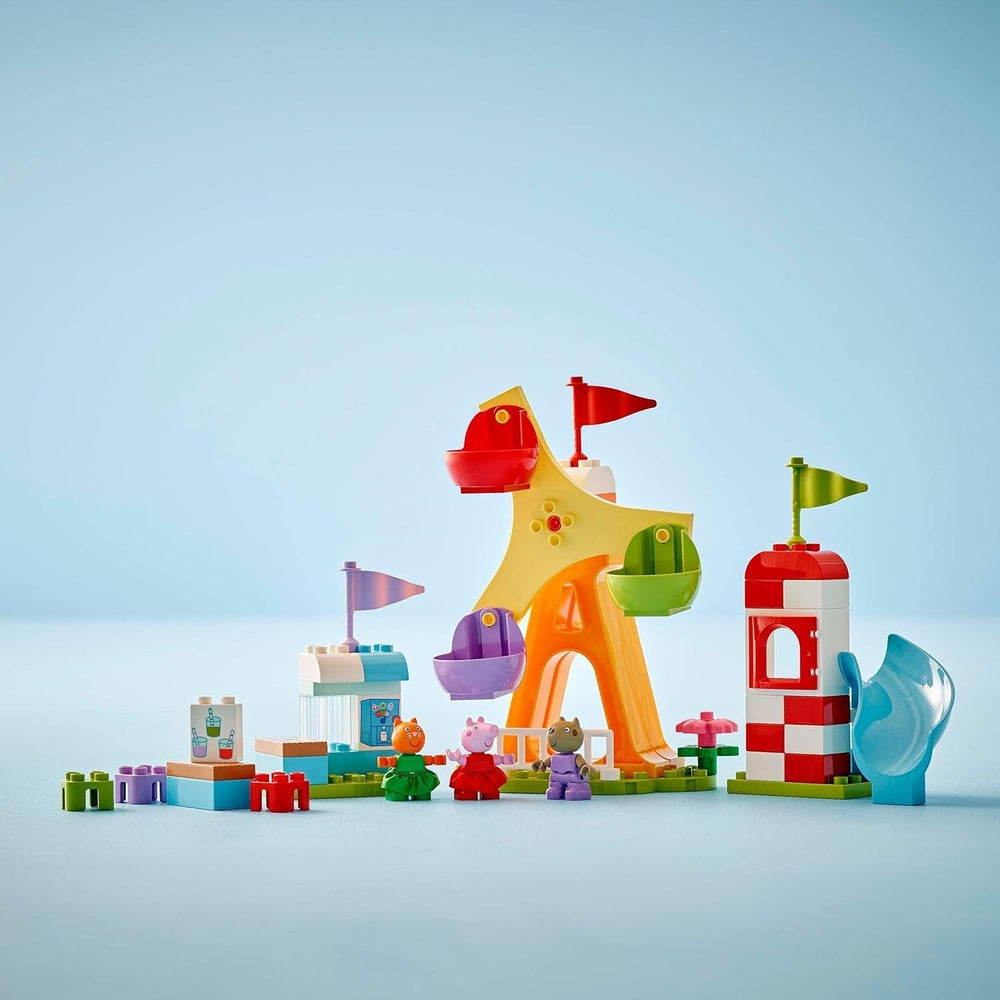 LEGO DUPLO Peppa Wutz Fairground - Children's toys and motor skills toys for ages 2+ - Preschool games with big wheel, slide and 3 figures including Mollie Kitty and Klausi Kläff - Gift for children 10453 Building sets Besuche den LEGO-Store