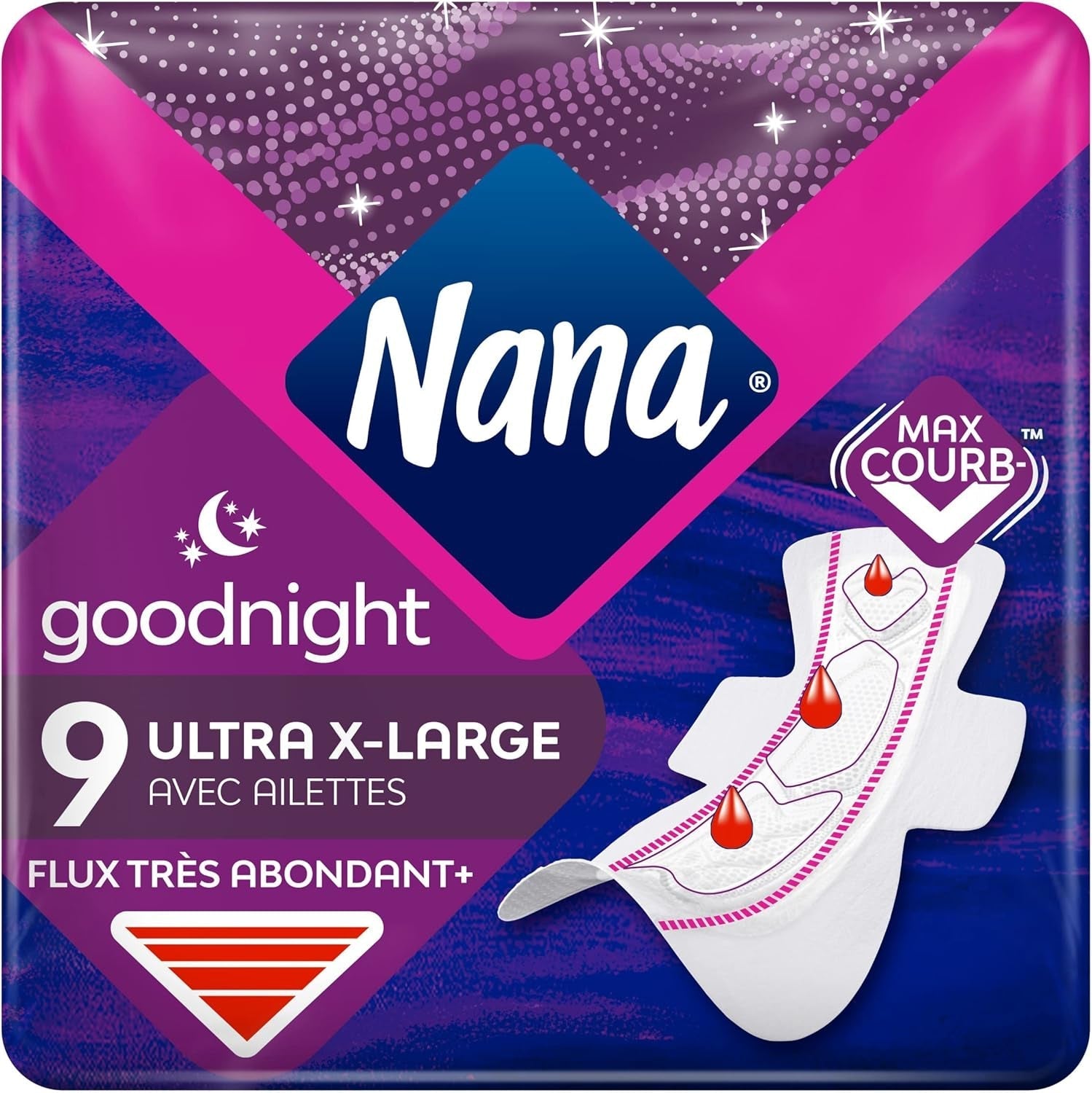 Șervețele igienice Ultra Goodnight cu aripi - Flux Very Abondants - 10 șervețele în plicuri individuale