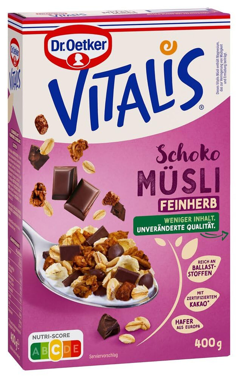 Dr. Oetker Vitalis Dark Chocolate Muesli: Dark Chocolate Breakfast Muesli, Pack of 6 (6 x 600g)