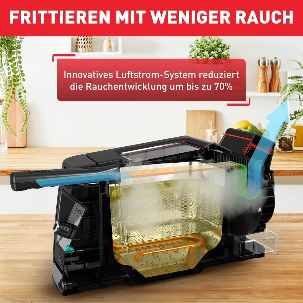 Tefal FR600D Clear Duo Deep Fryer, frying with less smoke and odors, 1.2 kg capacity, thermostat, timer, large viewing window without fog Home Appliances Naty Shop