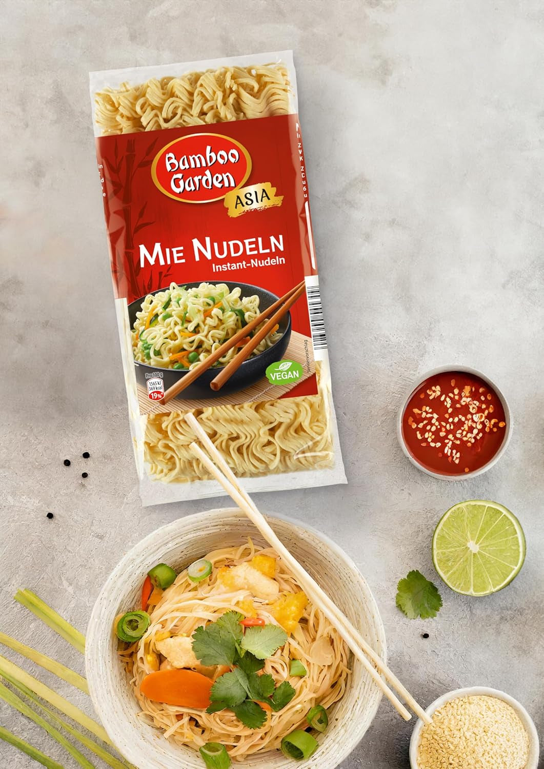 Bamboo Garden - Mie Noodles | Instant noodles for Asian cuisine | Ideal for wok dishes or soups Vegans | 250g bag