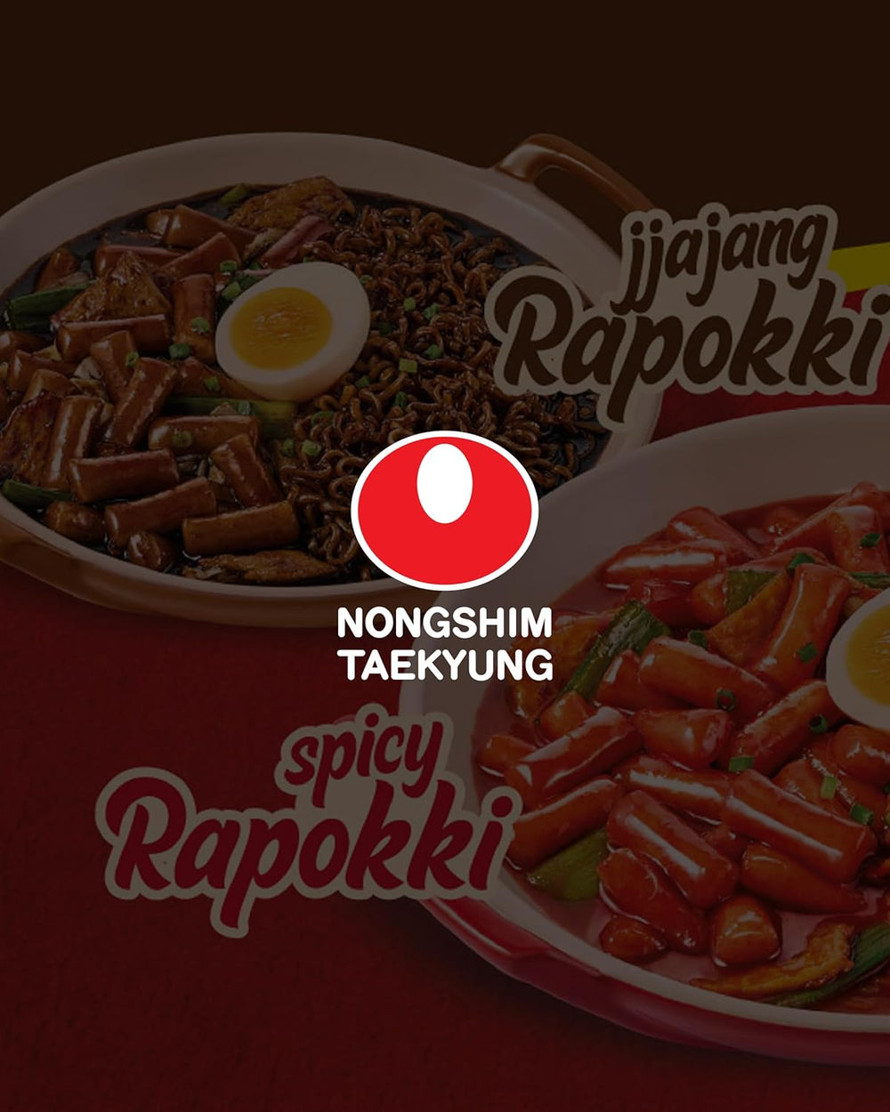 NONGSHIM Rapokki (Jjajang, 400ml) – authentic Korean street food, ramen and rice cakes, black beans; quick and easy to prepare, ready in 4 minutes