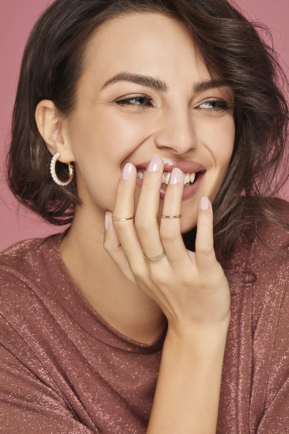 Milano nail polish set for strengthening brittle and swollen nails, 9.5 ml and nail polish 10 Days Long N.882 Nude Rose, long-wear glossy effect, 11 ml