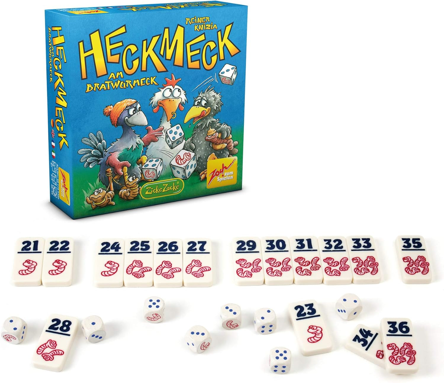 Zoch 601125200 – Heckmeck am Bratwurmeck – the turbulent dice game in the popular chicken frame for smart birds who have smelled the bratwurmeck worm, from 8 years