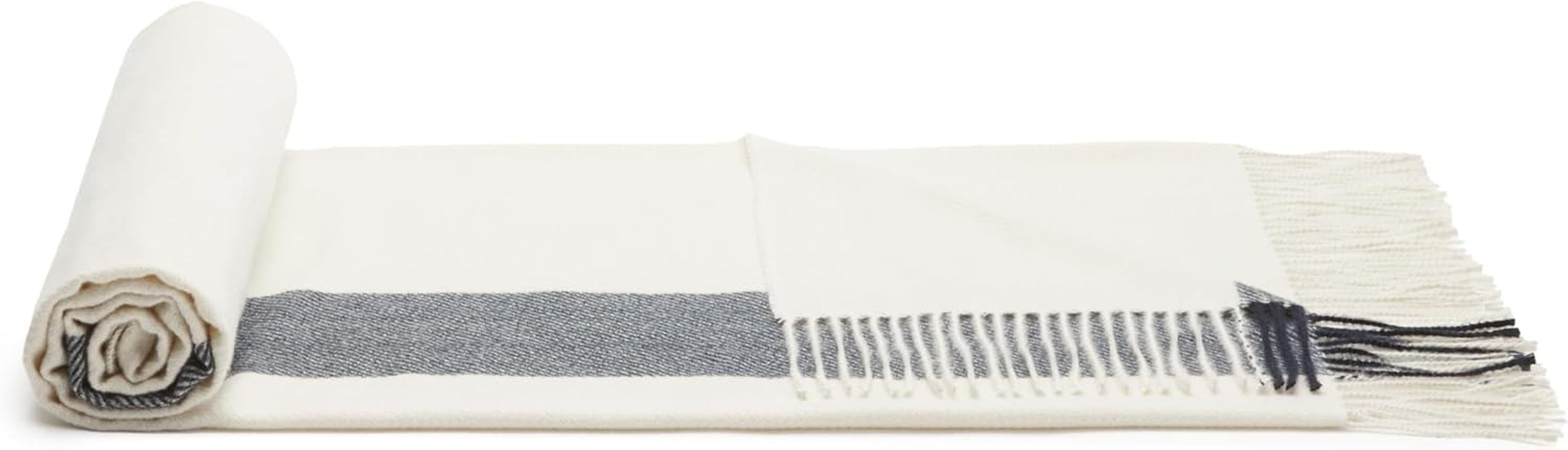 Amazon Basics Throw Blanket, light, recycled polyester, Room Decor Cozy Blanket, 127 X 152 Cm, ivory white with blue pattern Check Beds and Blankets Besuche den Amazon Basics-Store