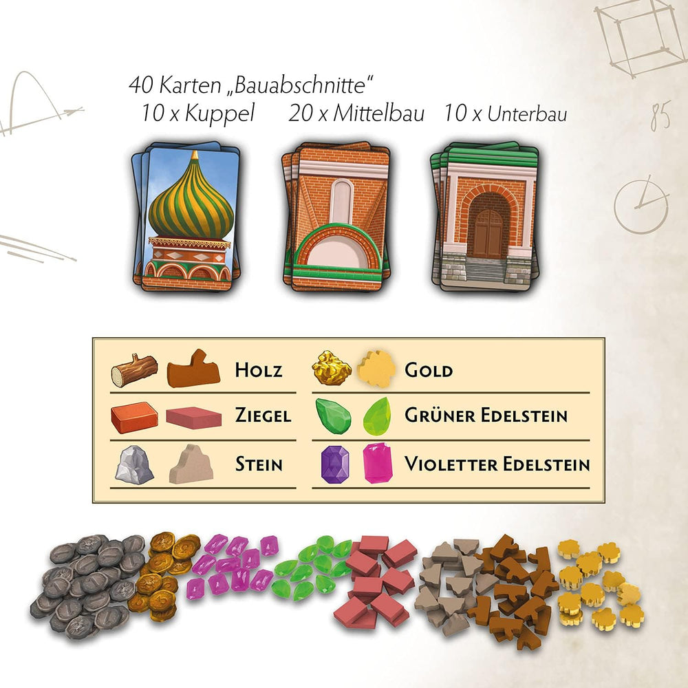 KOSMOS 682156 Red Cathedral, Builders of the Tsar, Strategy Game with Special Dice Mechanism, Board Game for 1-4 Players Ages 12+, Game for Connoisseurs