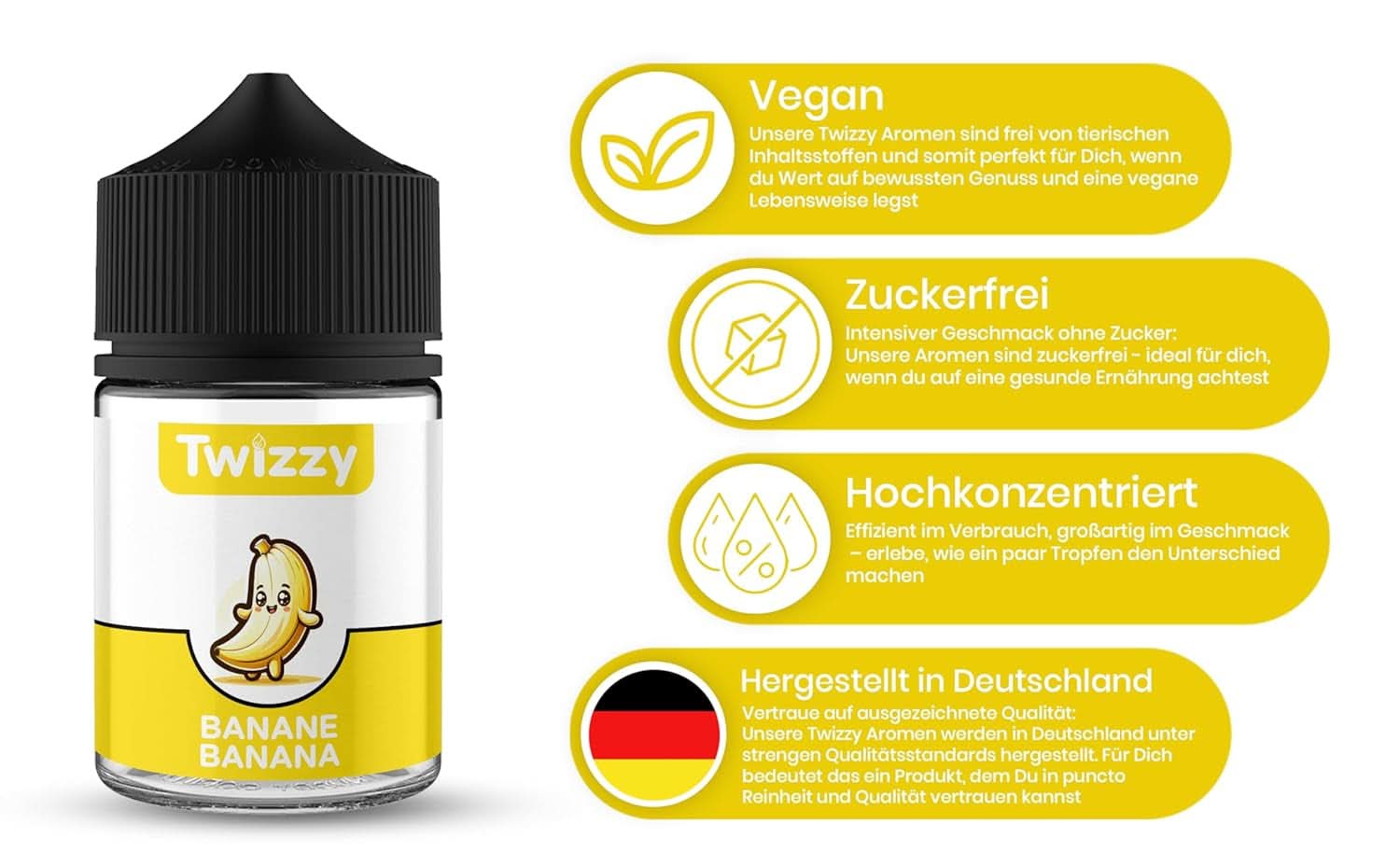 Twizzy Banana food flavor - 60 ml - Intense flavor - Ideal for baking Aromas Naty Shop