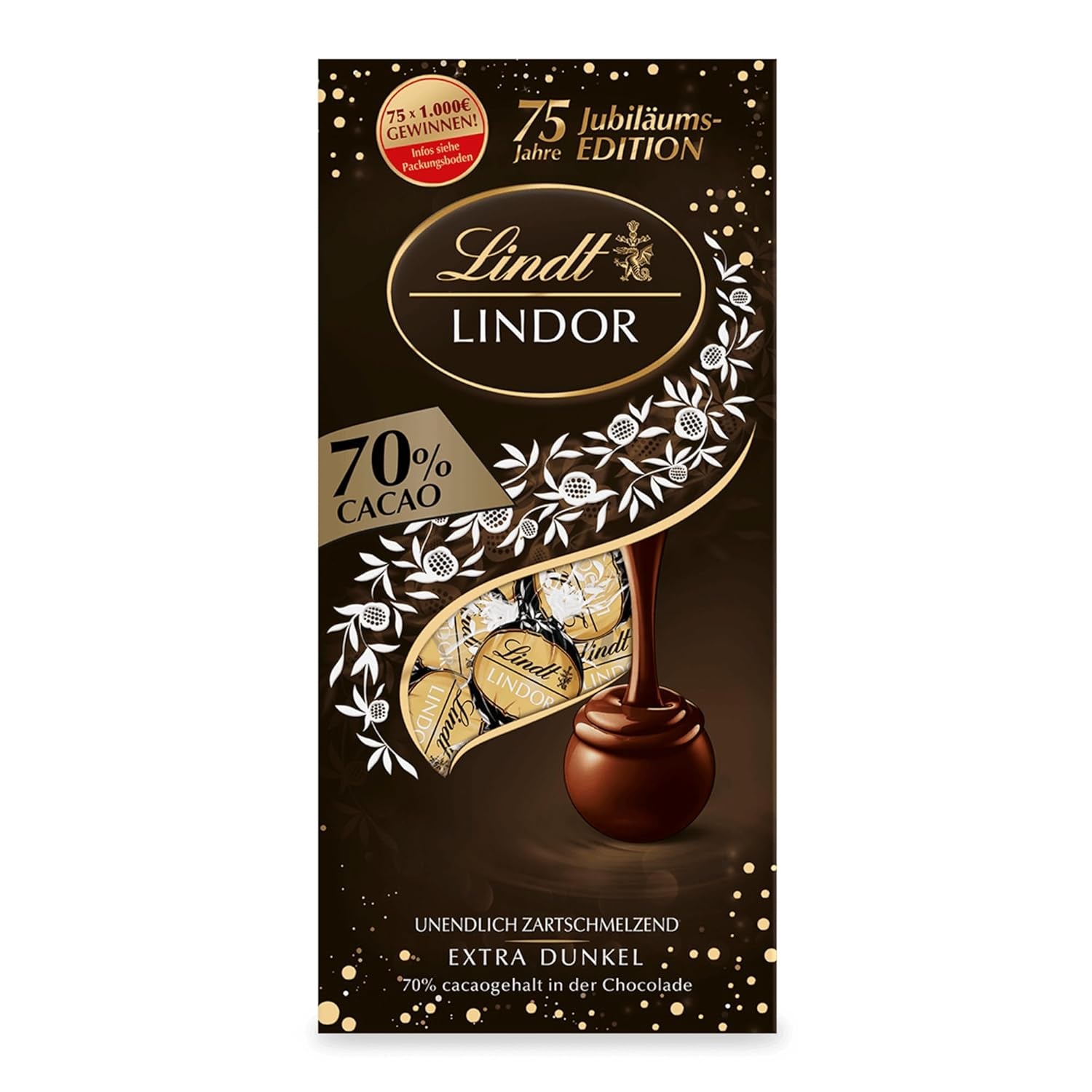 Lindt Chocolate LINDOR Balls 70%, 137 grame Bomboane de Ciocolata Naty Shop Default Title